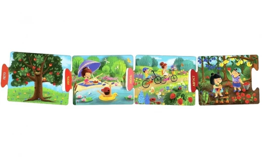 Пазлы. Времена года. Развивающая игра. 21 карточка-пазл.  