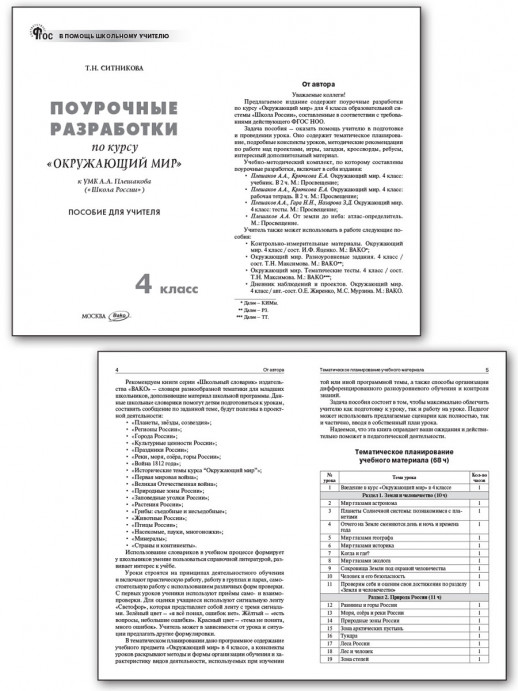 ПШУ Окружающий мир 4 класс.  (Плешаков) (Школа России) НОВЫЙ ФГОС  