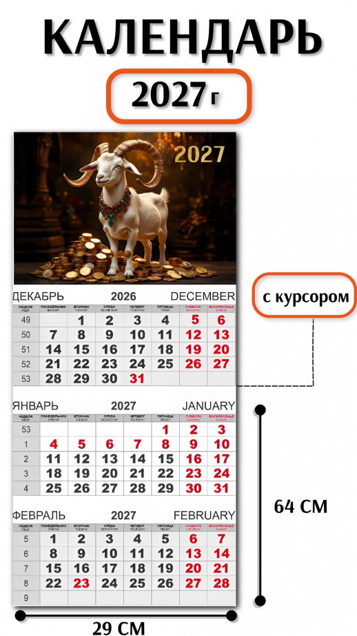 Календарь-трио 2027 год Символ года  