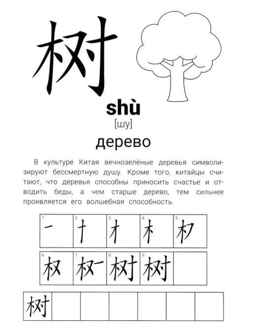 Иероглифические упражнения. Природа. Большие клетки для записи китайских иероглифов (Азиатское письмо) 