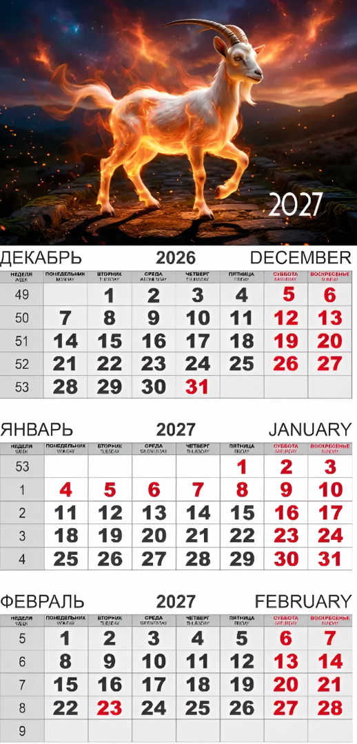 Календарь-трио 2027 год Символ года  