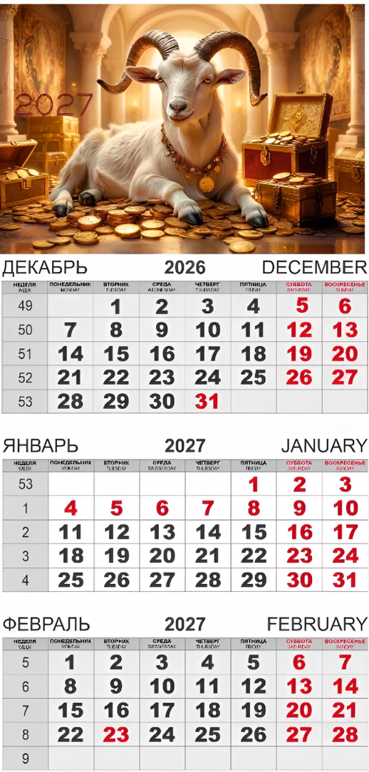 Календарь-трио 2027 год Символ года  