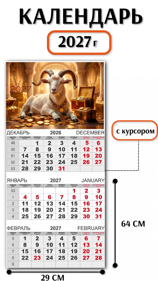 Календарь-трио 2027 год Символ года  
